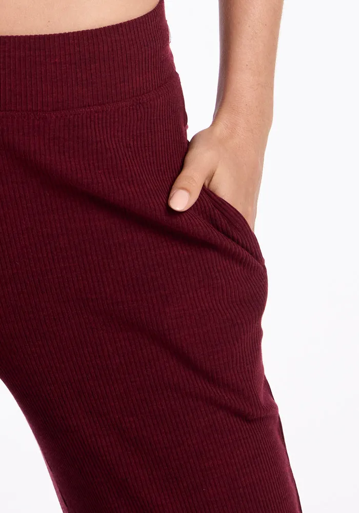 Luca Ribbed Pants - Cranberry Melange