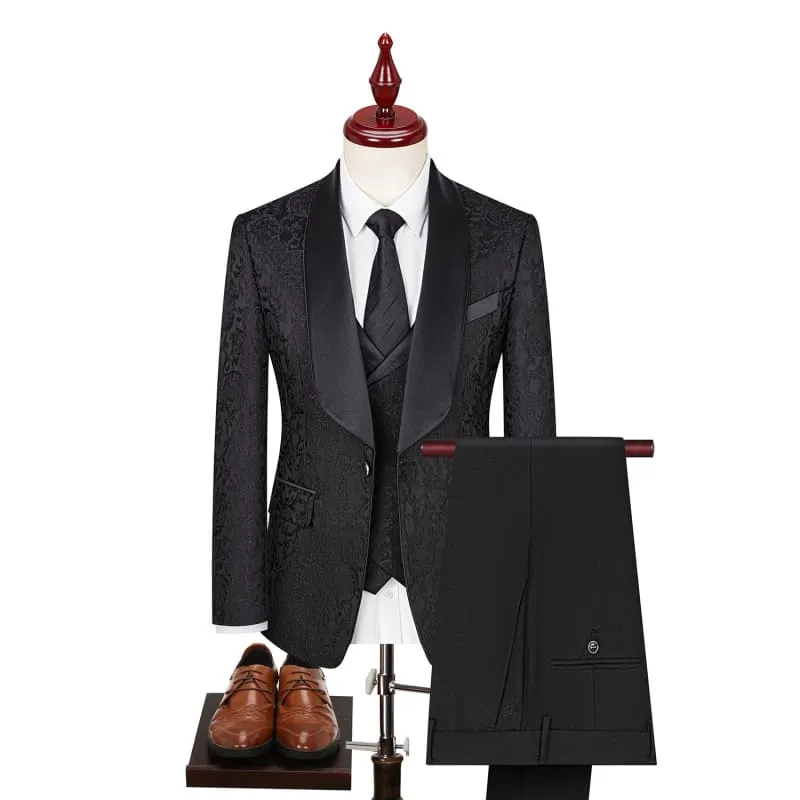 Men's Paisley Jacquard Wedding Groom Suit with Accessories