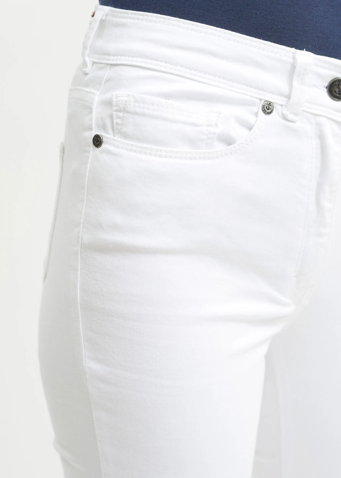 Mimosa high waist pants - slim fit, in stretch cotton (BLANC)