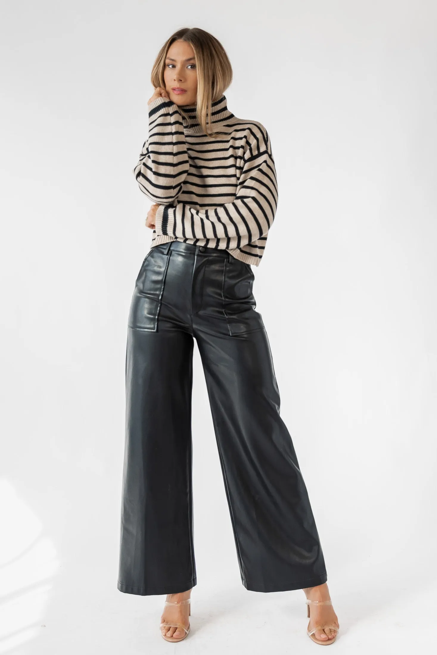 Moira Black Faux Leather Pant - Final Sale