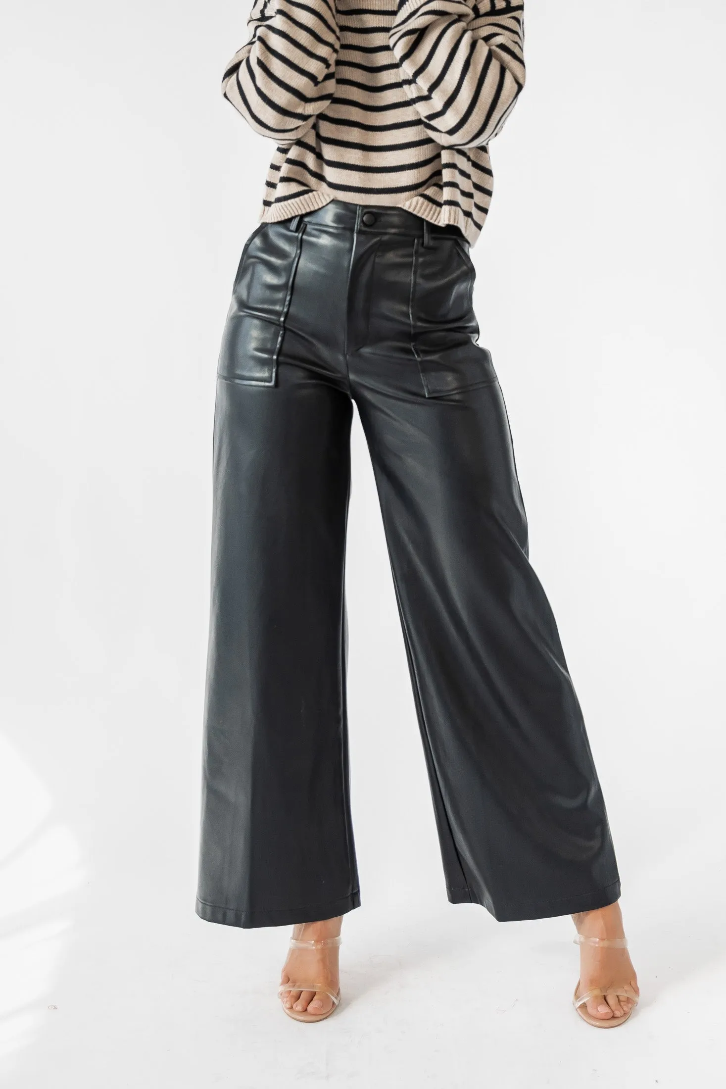 Moira Black Faux Leather Pant - Final Sale