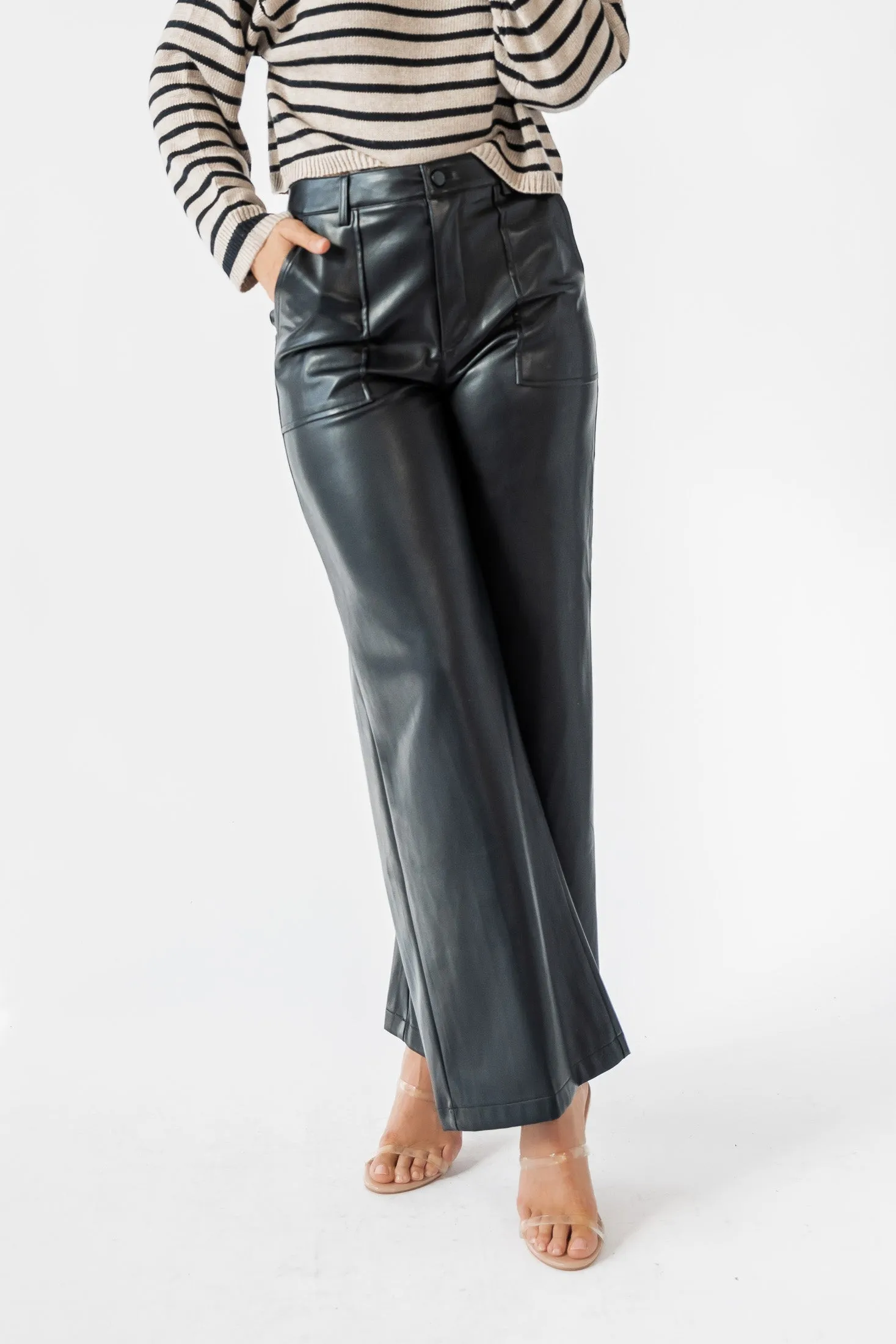 Moira Black Faux Leather Pant - Final Sale