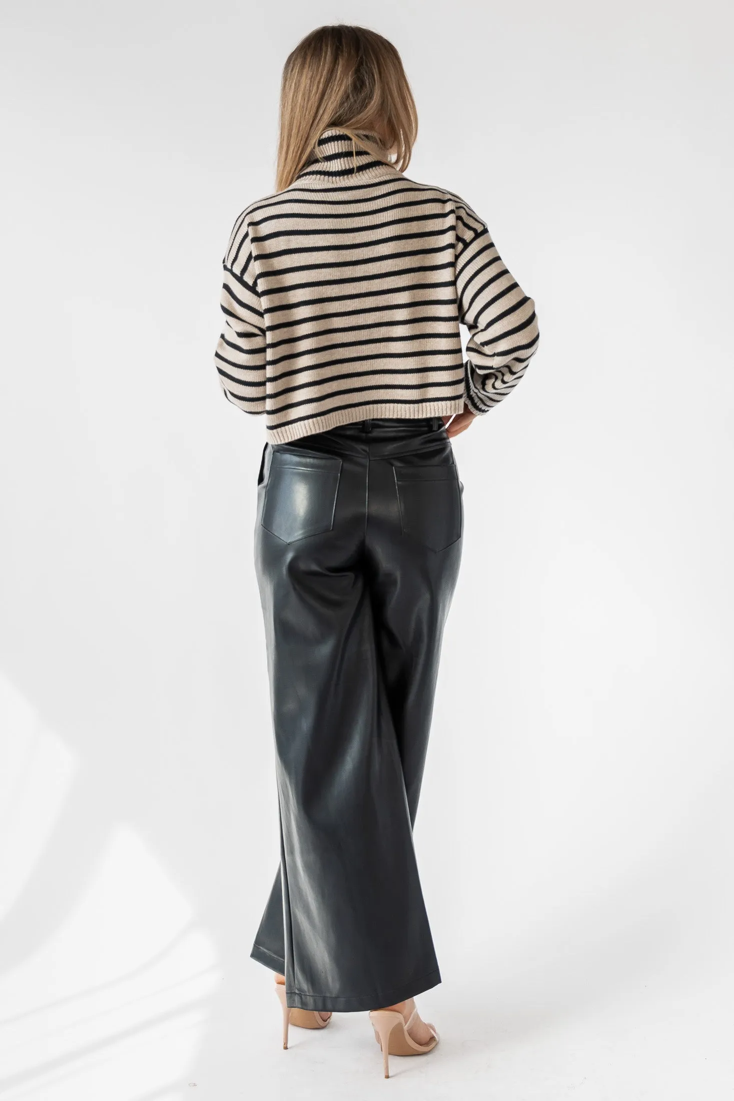 Moira Black Faux Leather Pant - Final Sale