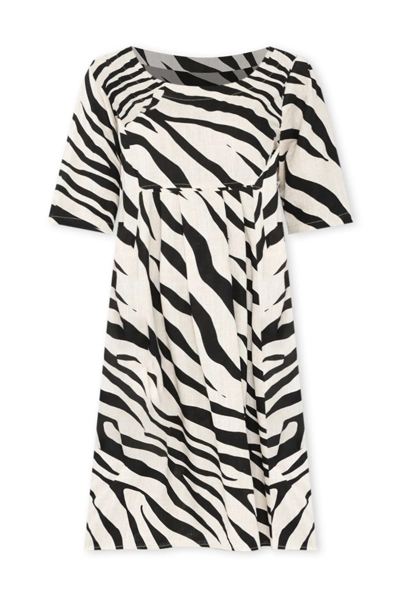 Myley Black Zebra Linen Cotton Dress