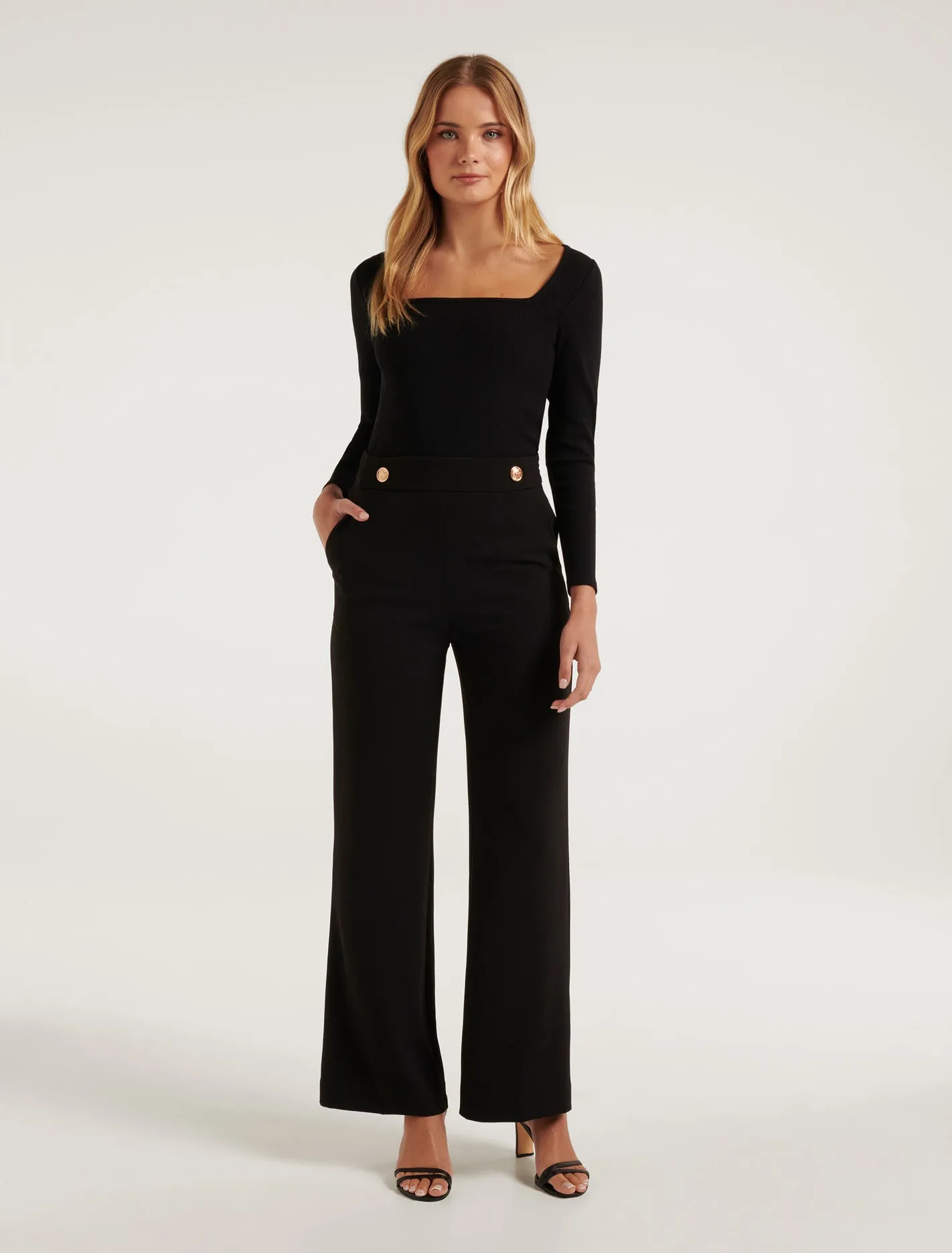 Naomi Button Wide Leg Pants