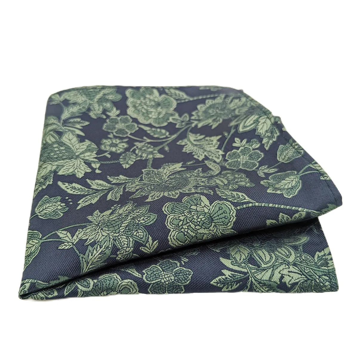 Navy & Sage Flowers Pocket Square