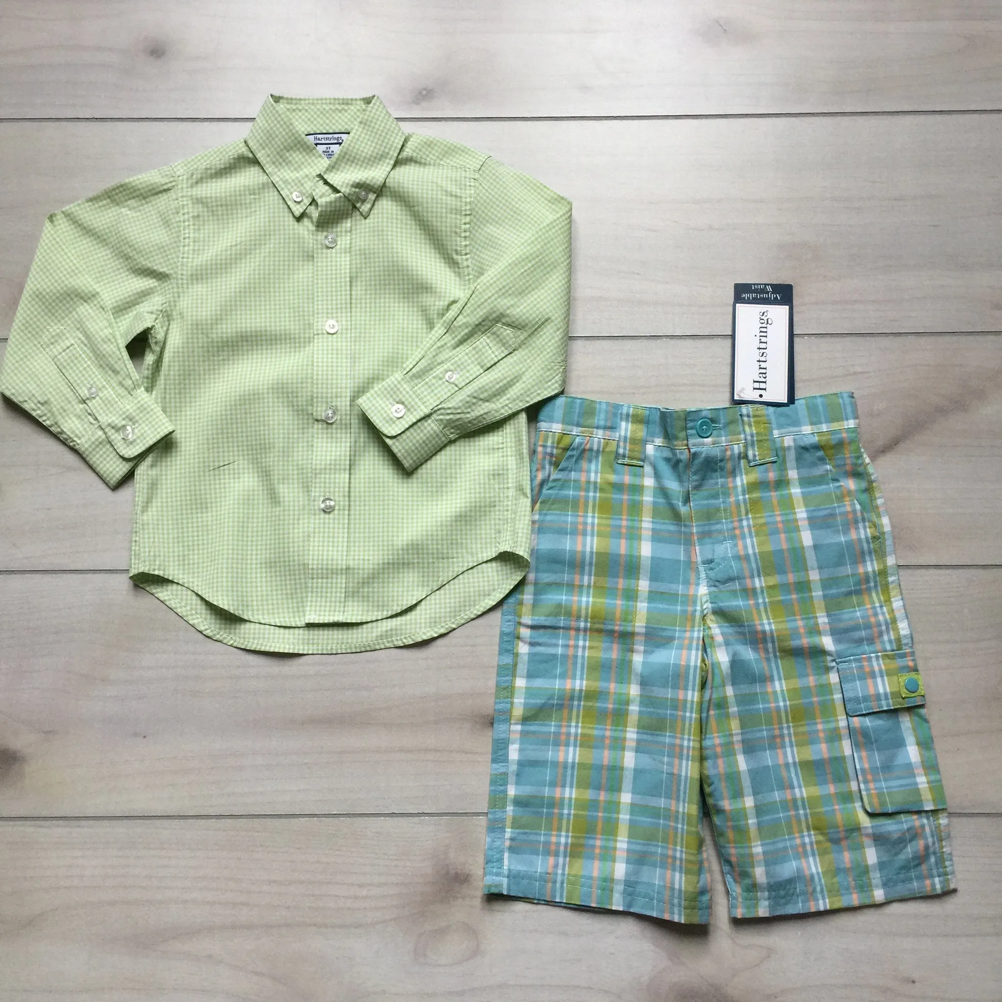 NEW Hartstrings Green Gingham Shirt & Matching Pants