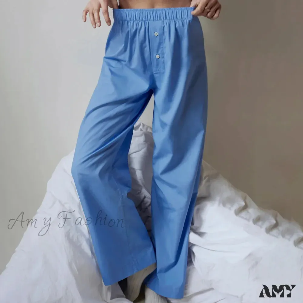 Oversize Loose Wide Leg Casual Solid Color Print Elastic Pants