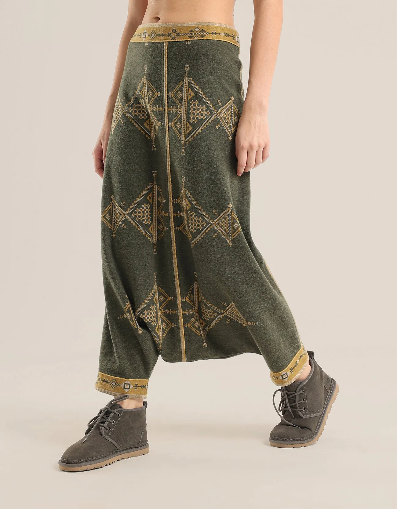 Patterned harem jacquard pants