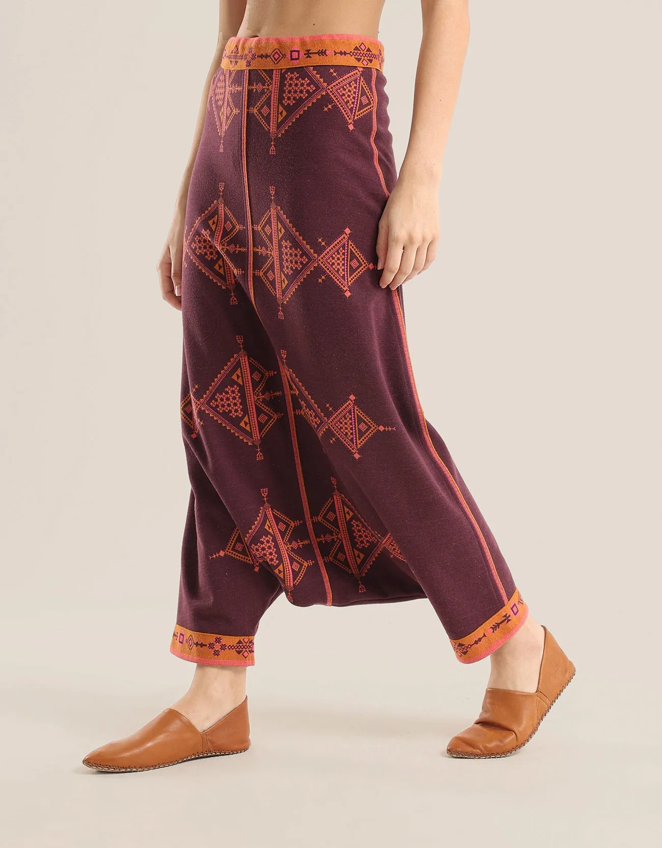 Patterned harem jacquard pants