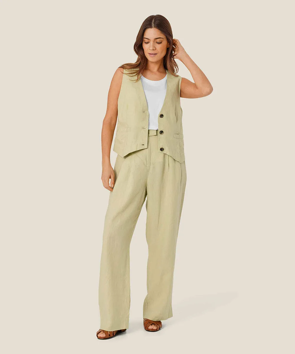 Perli Wide-Leg Linen Pants