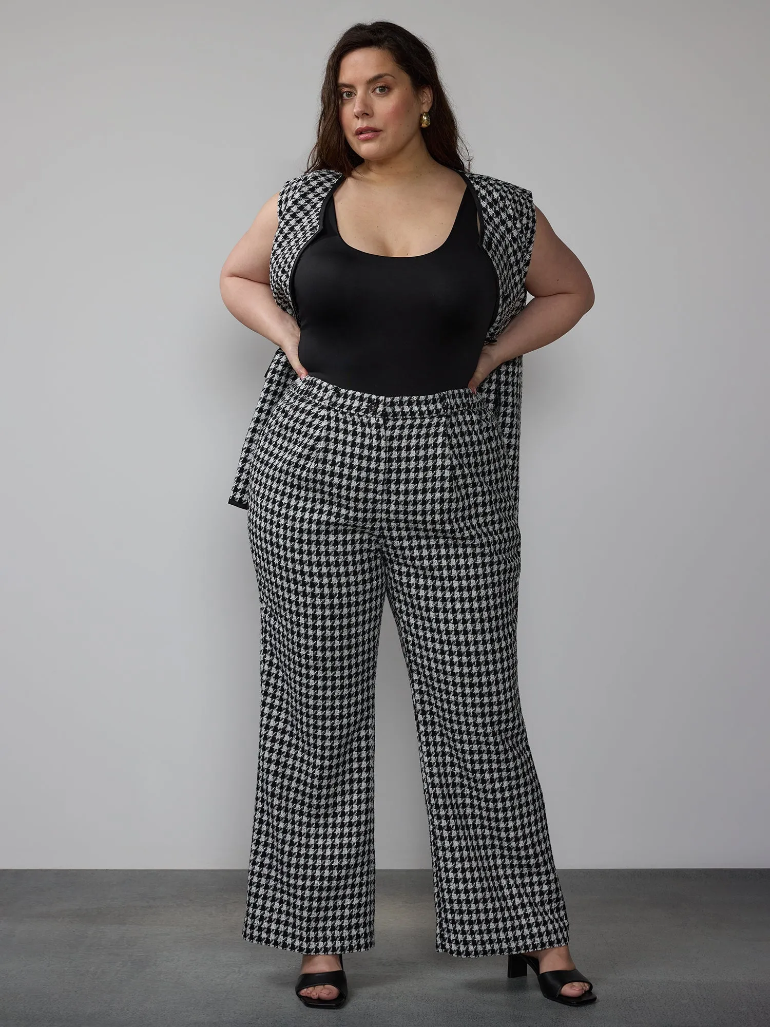 Plus Mini Gingham Pleated Pant