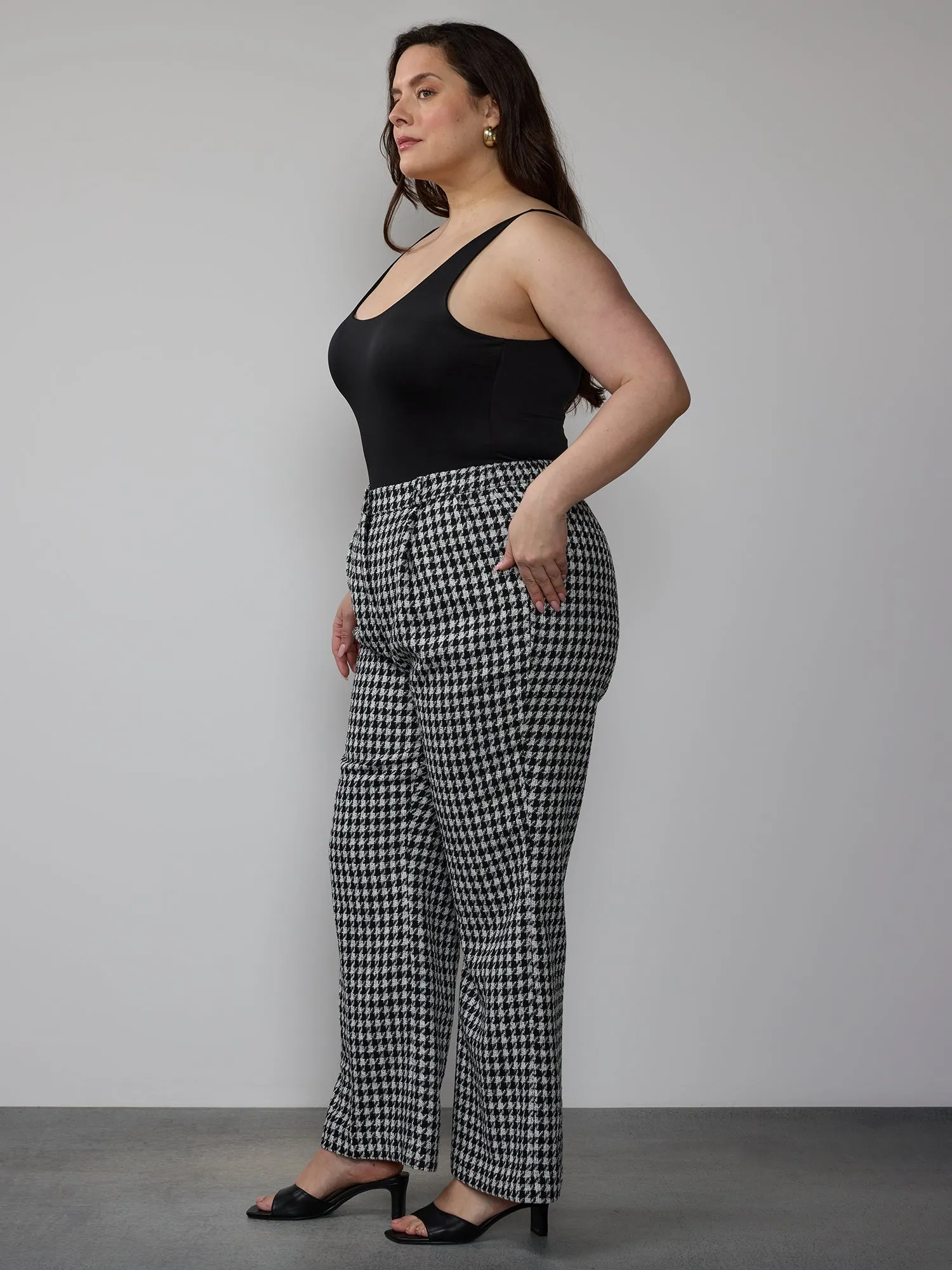 Plus Mini Gingham Pleated Pant