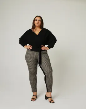 Plus Size Plaid Contrast Pants