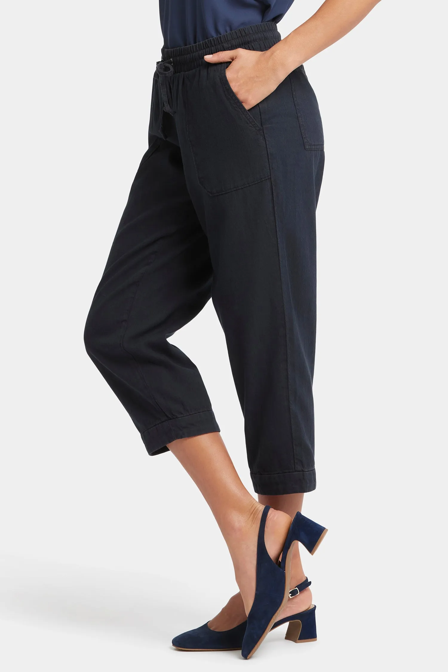 Relaxed Drawstring Cargo Pull-On Pants - Overdye Black