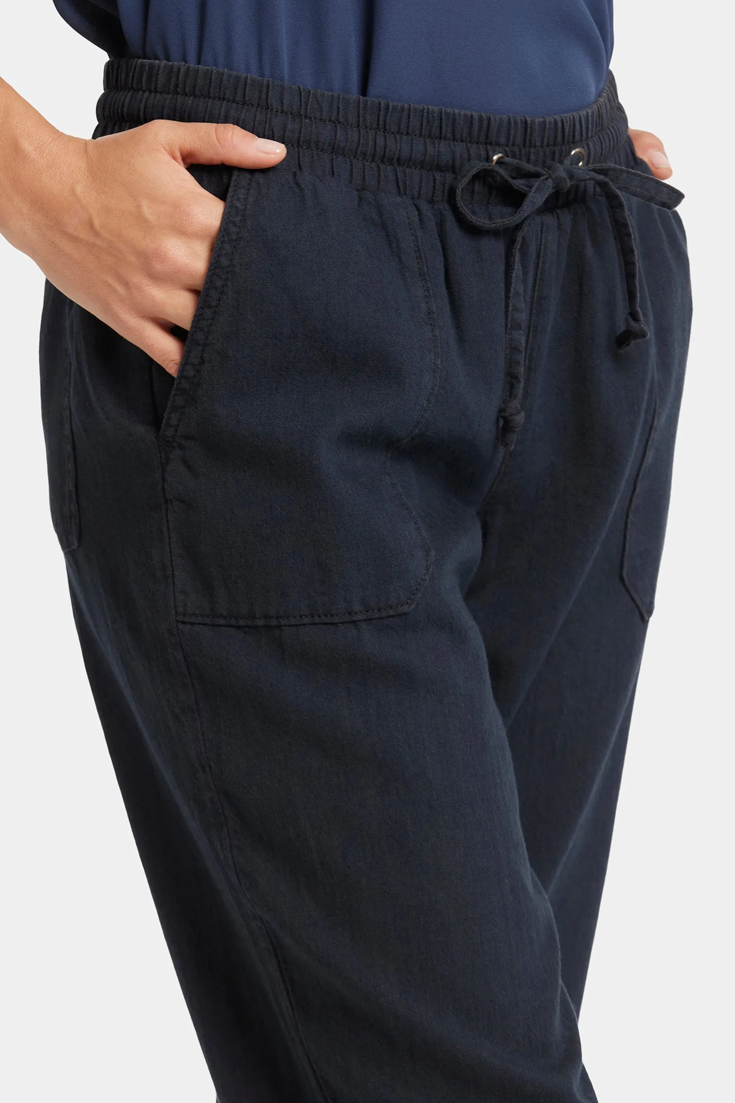 Relaxed Drawstring Cargo Pull-On Pants - Overdye Black