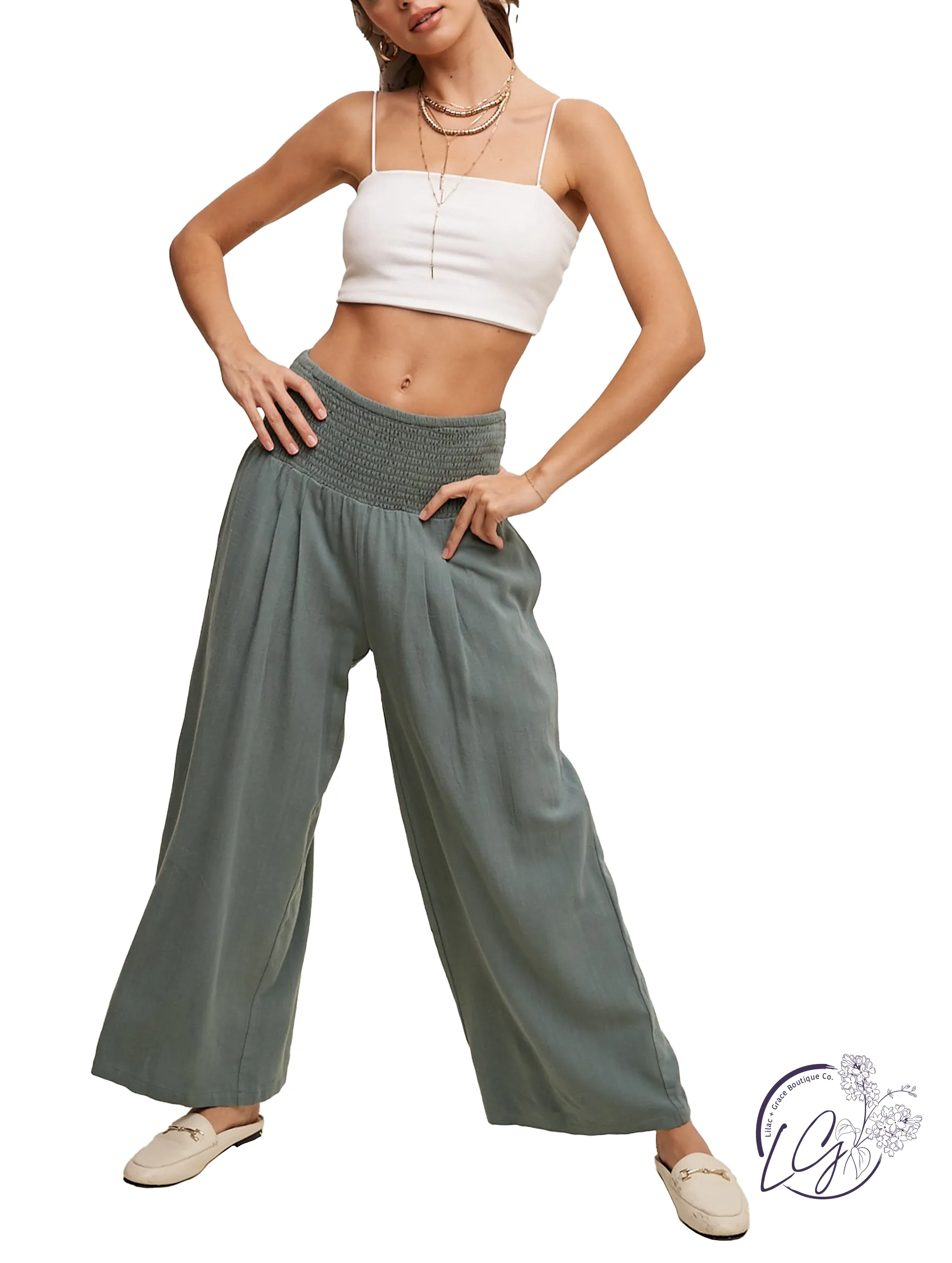 Resort Ready Smocked Linen Pants