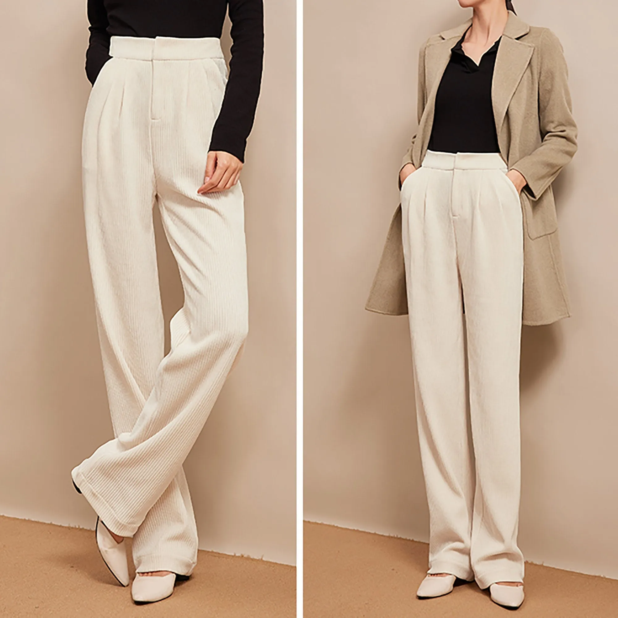 Ribbed Wide Leg Full Length Pants