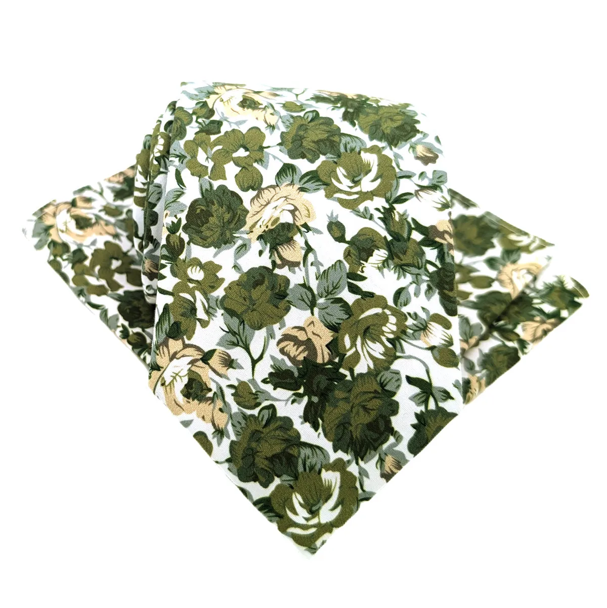 Sage Blossom Cotton Pocket Square