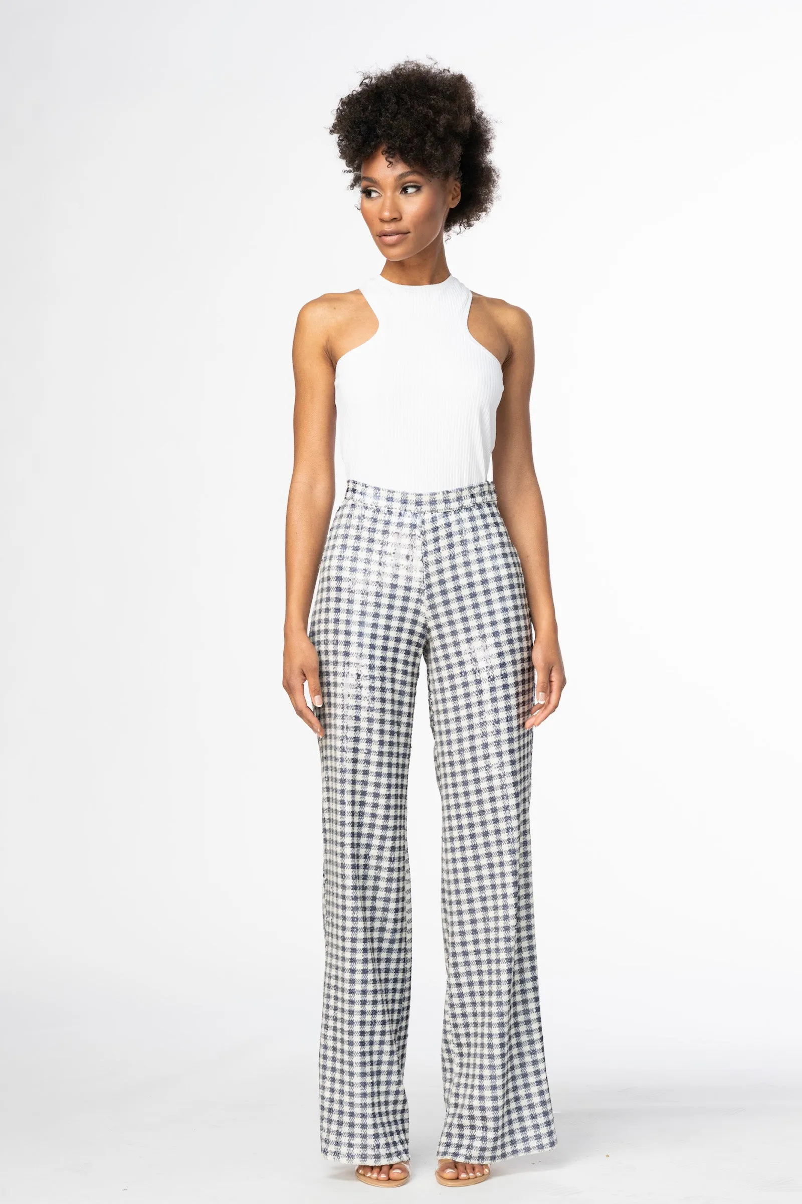 Sequin Gingham Pants