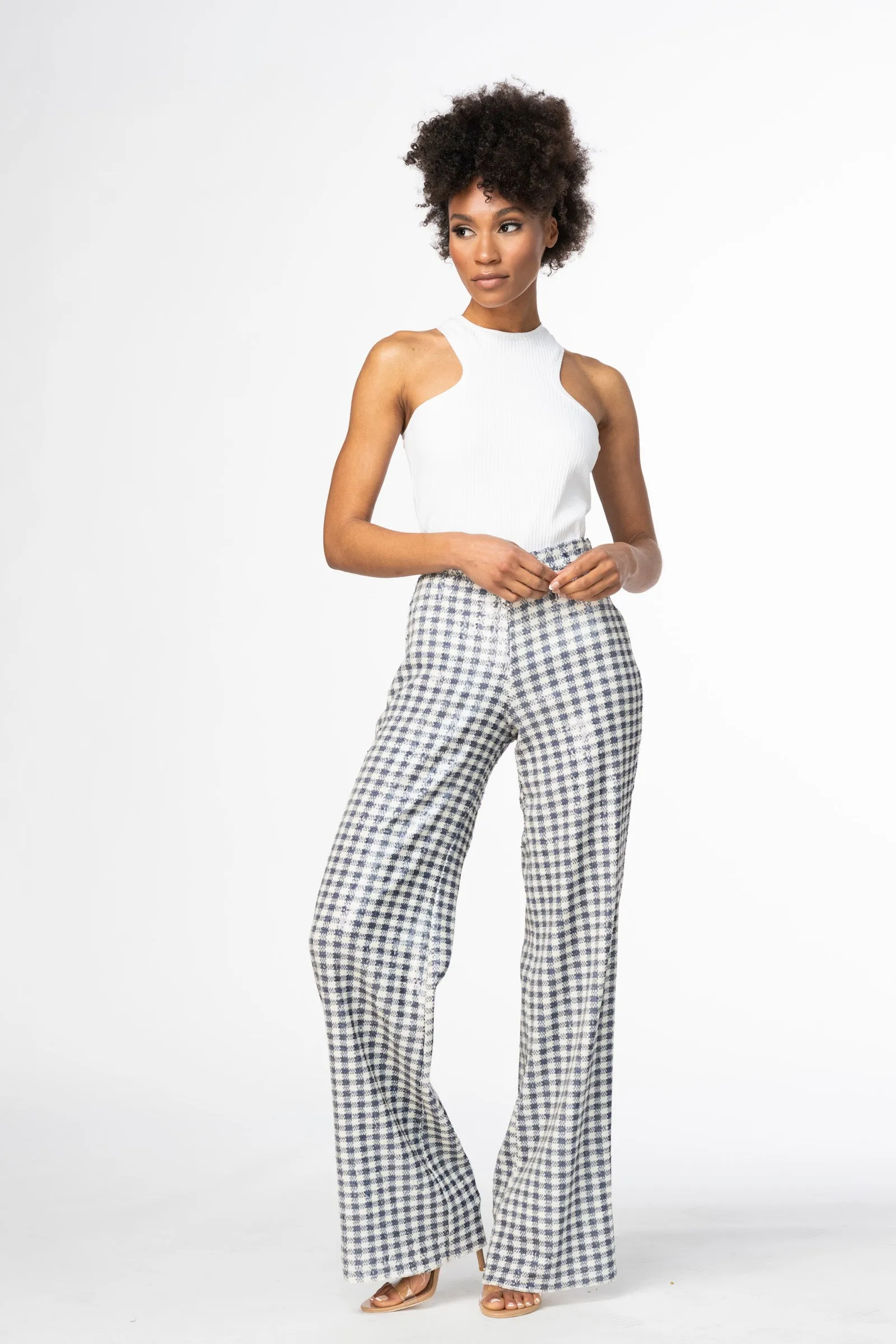 Sequin Gingham Pants