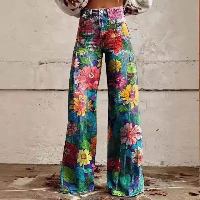 Skinny colorful flowered Loose Pant