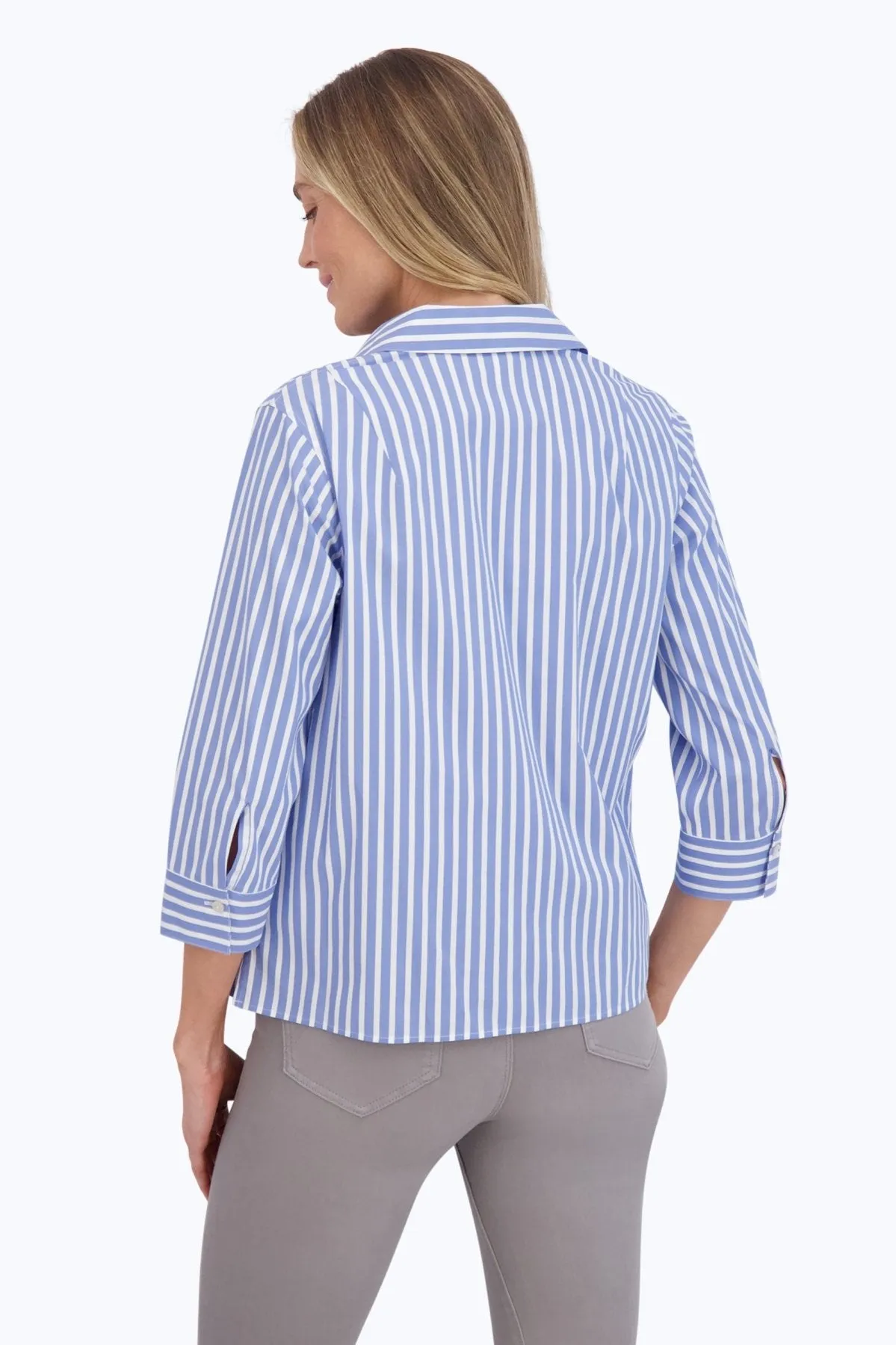 Sophia Stretch No Iron Stripe Popover Shirt