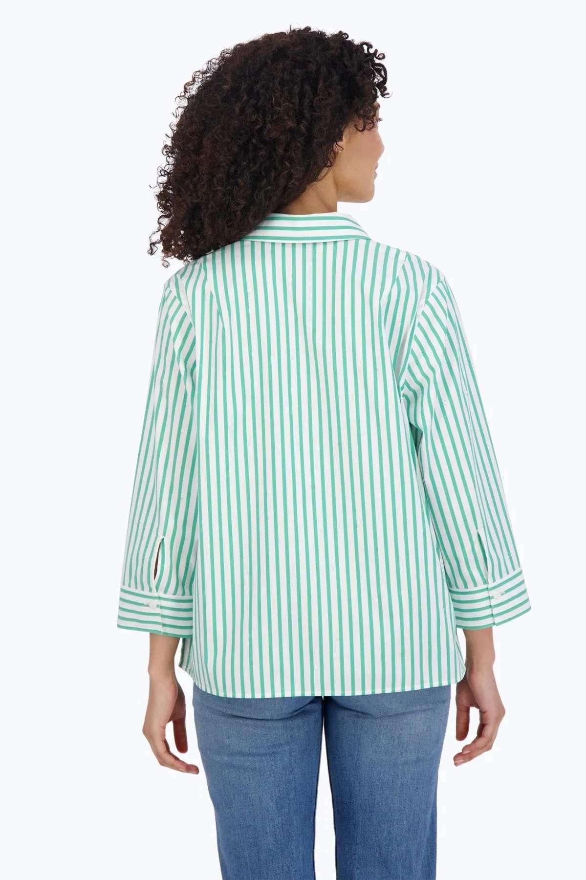 Sophia Stretch No Iron Stripe Popover Shirt