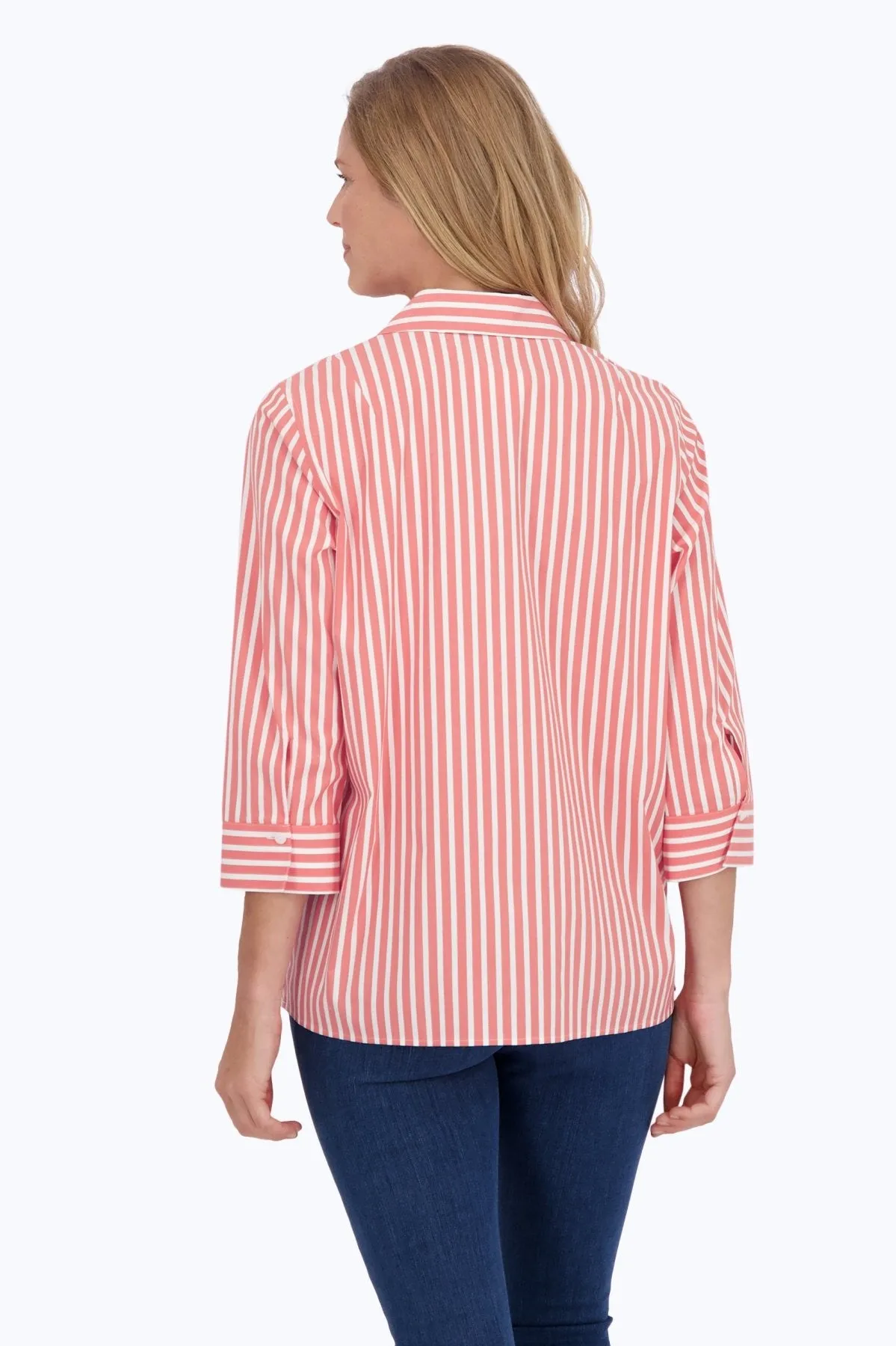 Sophia Stretch No Iron Stripe Popover Shirt