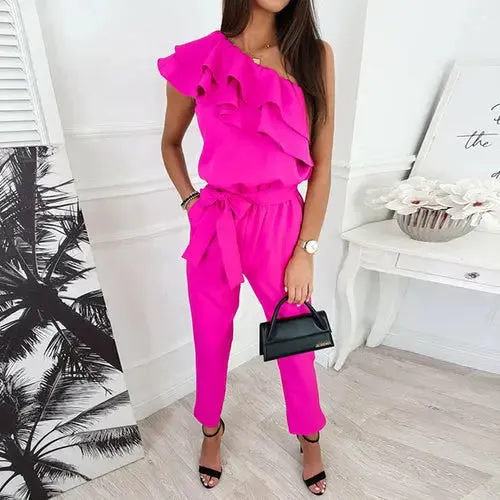 Sophisticated Sleeveless Ruffled Jumpsuit for Modern Elegance