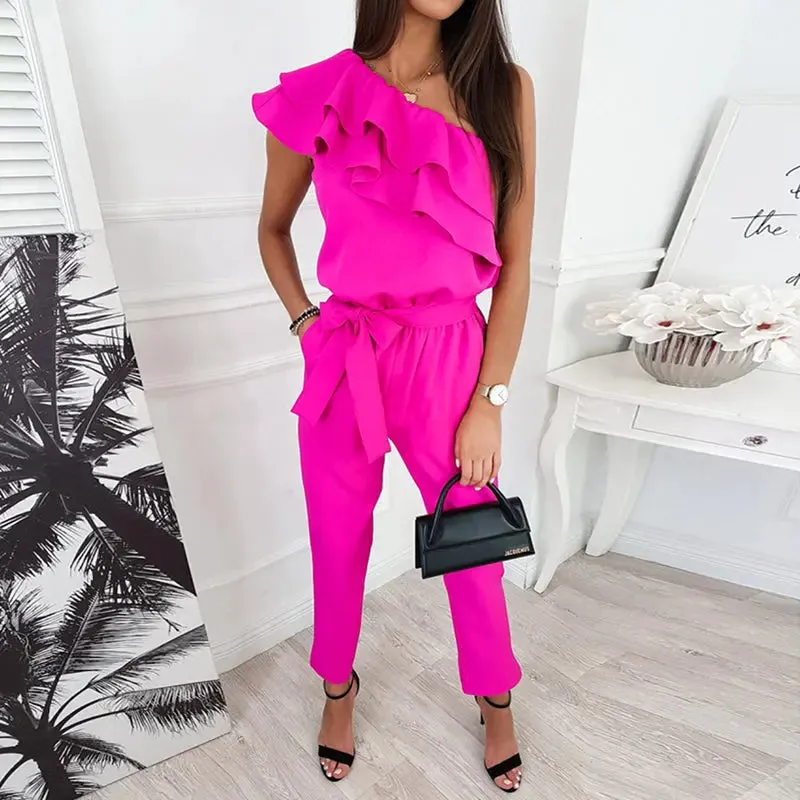 Sophisticated Sleeveless Ruffled Jumpsuit for Modern Elegance