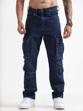 Urban Utility Denim Cargo In Dark Blue