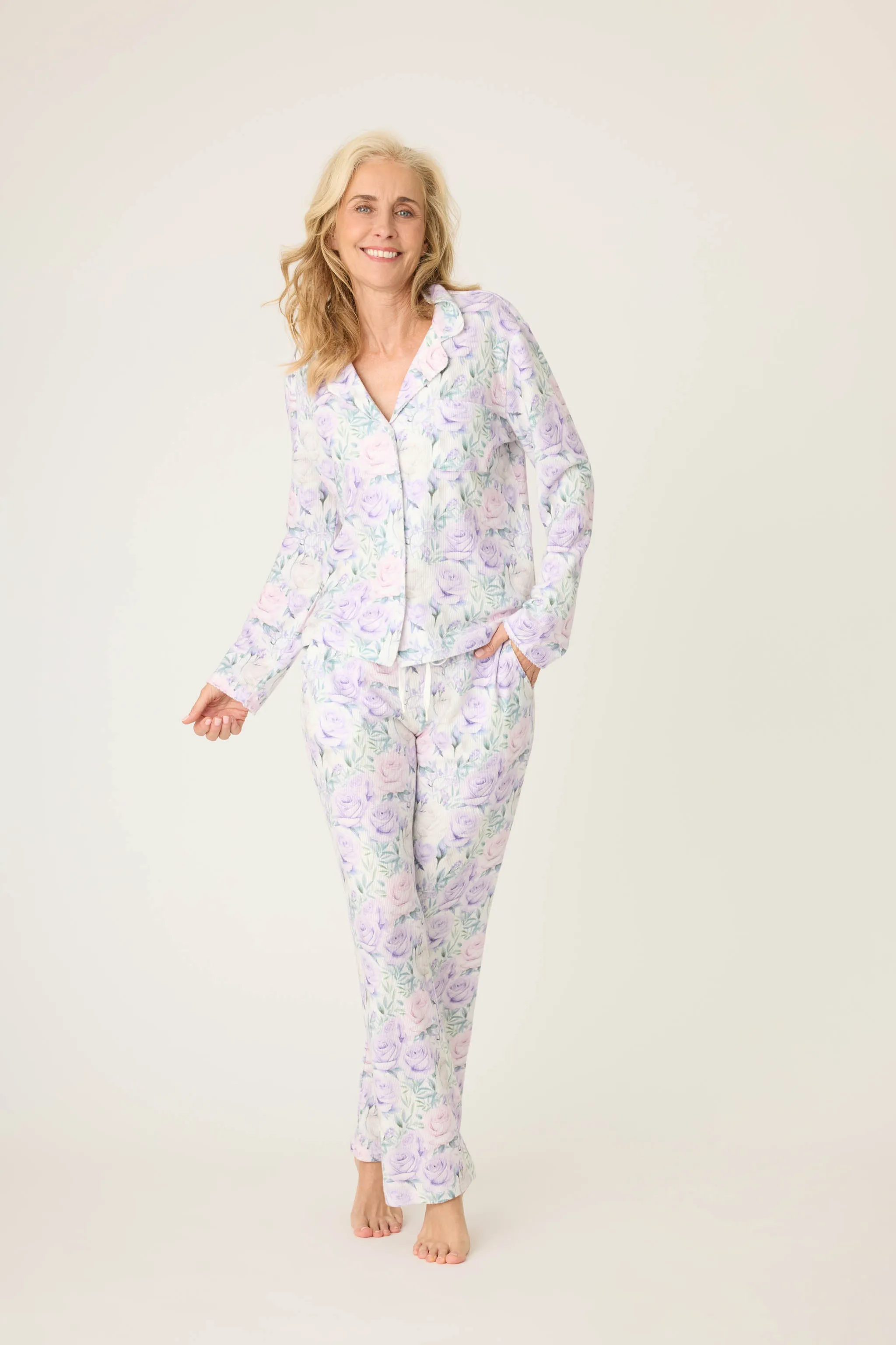 Violet Rose Floral Waffle Thermal PJ Set