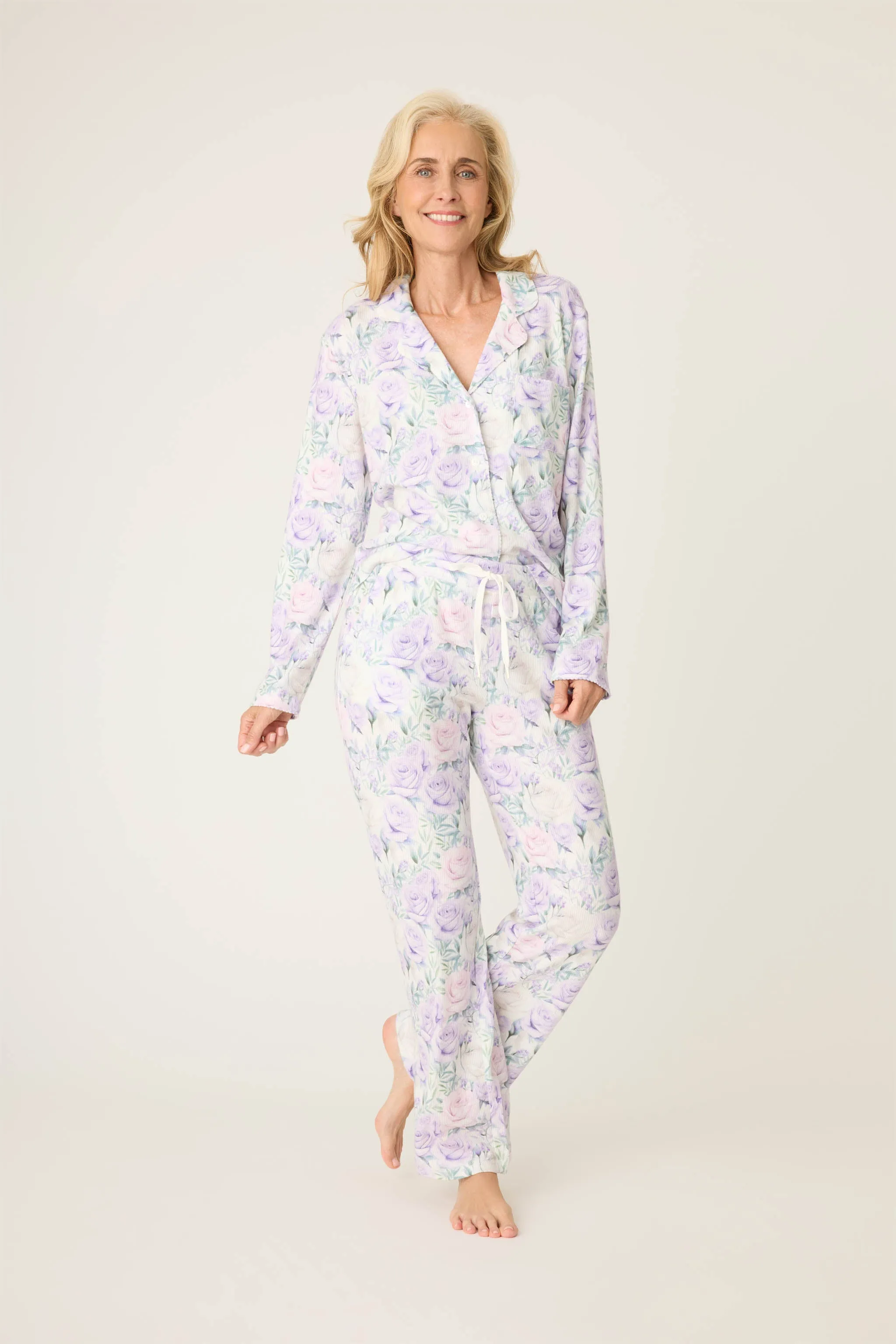 Violet Rose Floral Waffle Thermal PJ Set