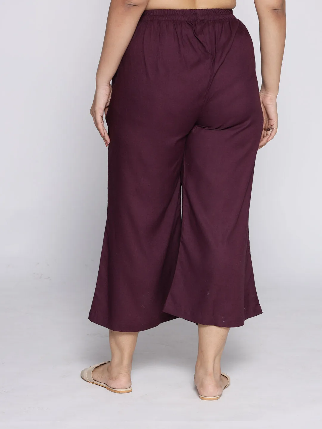 Wine Rayon Culottes