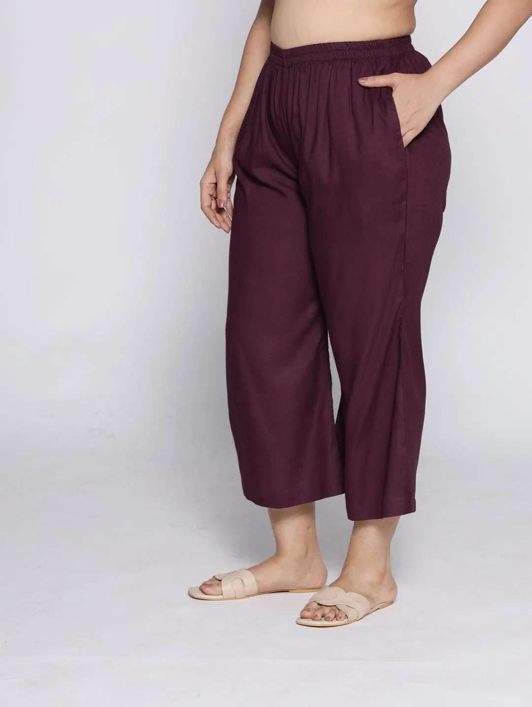 Wine Rayon Culottes