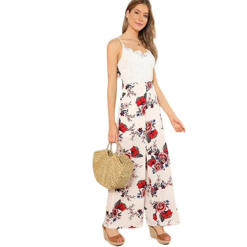 WINNIE’S WIDE LEG FLORAL & LACE JUMPSUIT