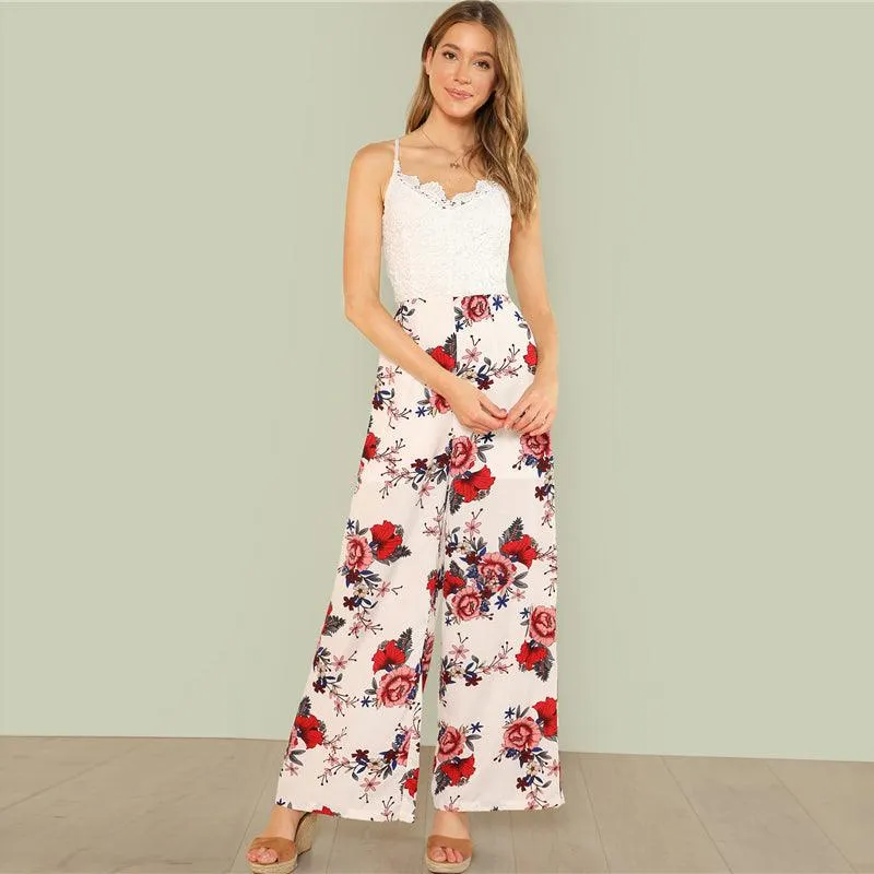 WINNIE’S WIDE LEG FLORAL & LACE JUMPSUIT