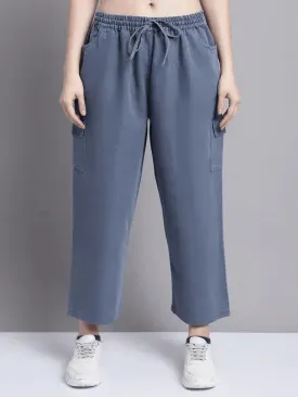 Women Grey multi pocket denim finish Culottes cargo cotton Pant 30